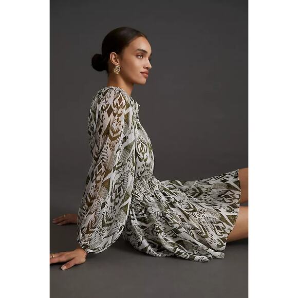 MISA Los Angeles Mercy Boho Flowy Geo Printed Mini Dress Smock Waist NWT S $390 - Picture 4 of 8